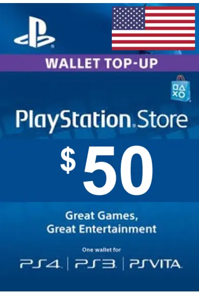 Sony US Playstation Network Playstation Store PSN USD 50 Dollar Code PS5  PS4 799366084341 