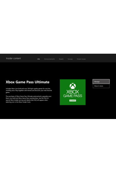 Xbox Game Pass Ultimate 12 Month (Xbox One / PC)