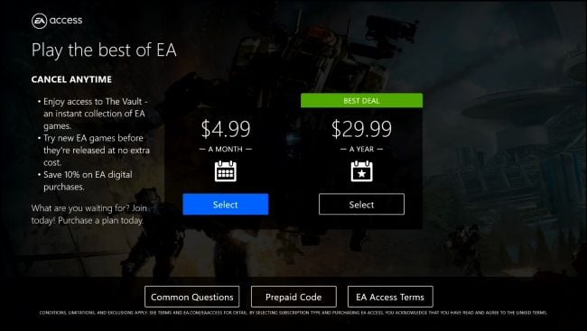 ea access xbox one 1 month